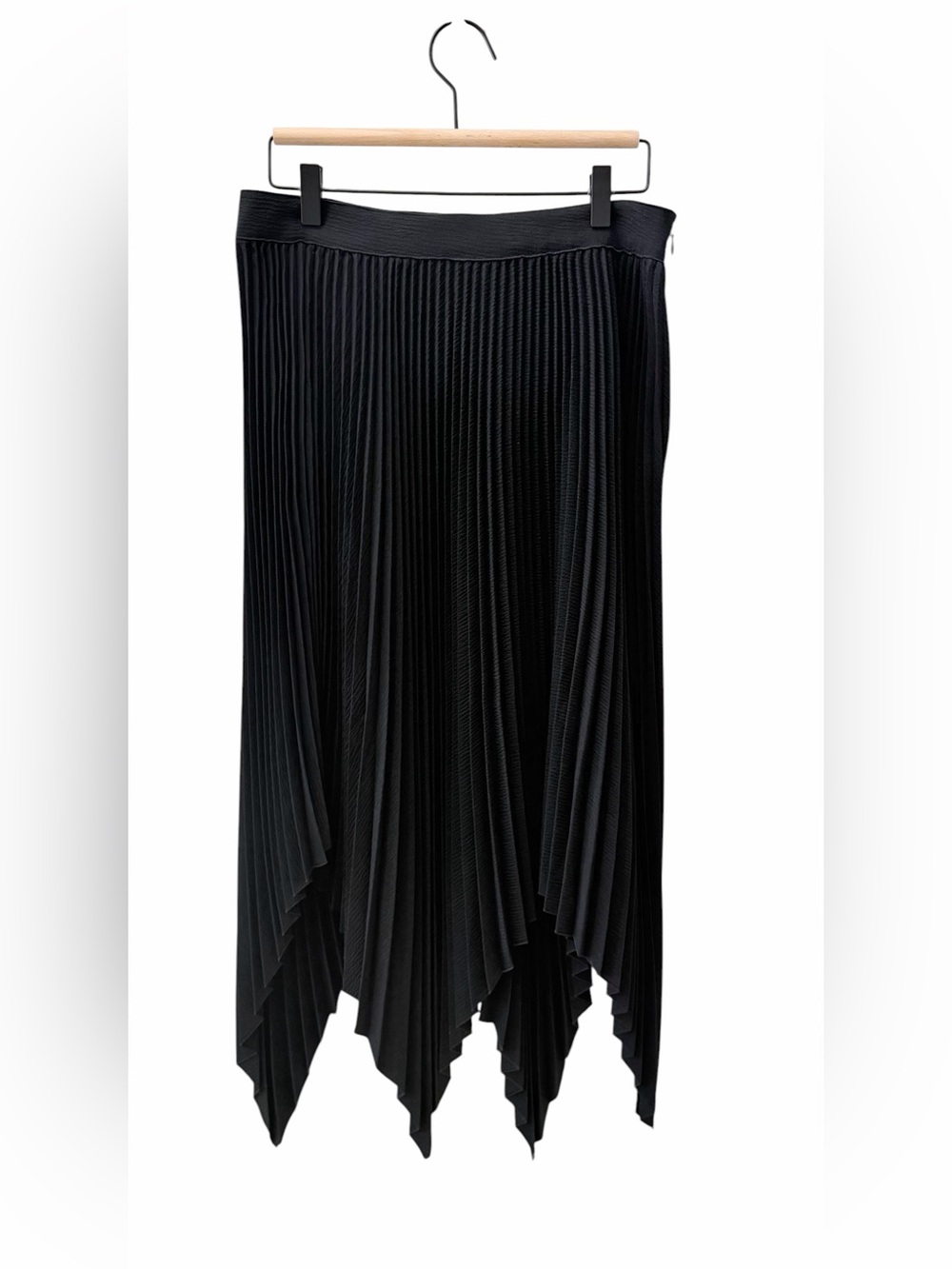 Proenza Schouler Black Pleated Handkerchief Hem Midi Skirt Size 8